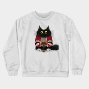 Cute Birthday cat illustration in chalk hand drawn style Crewneck Sweatshirt